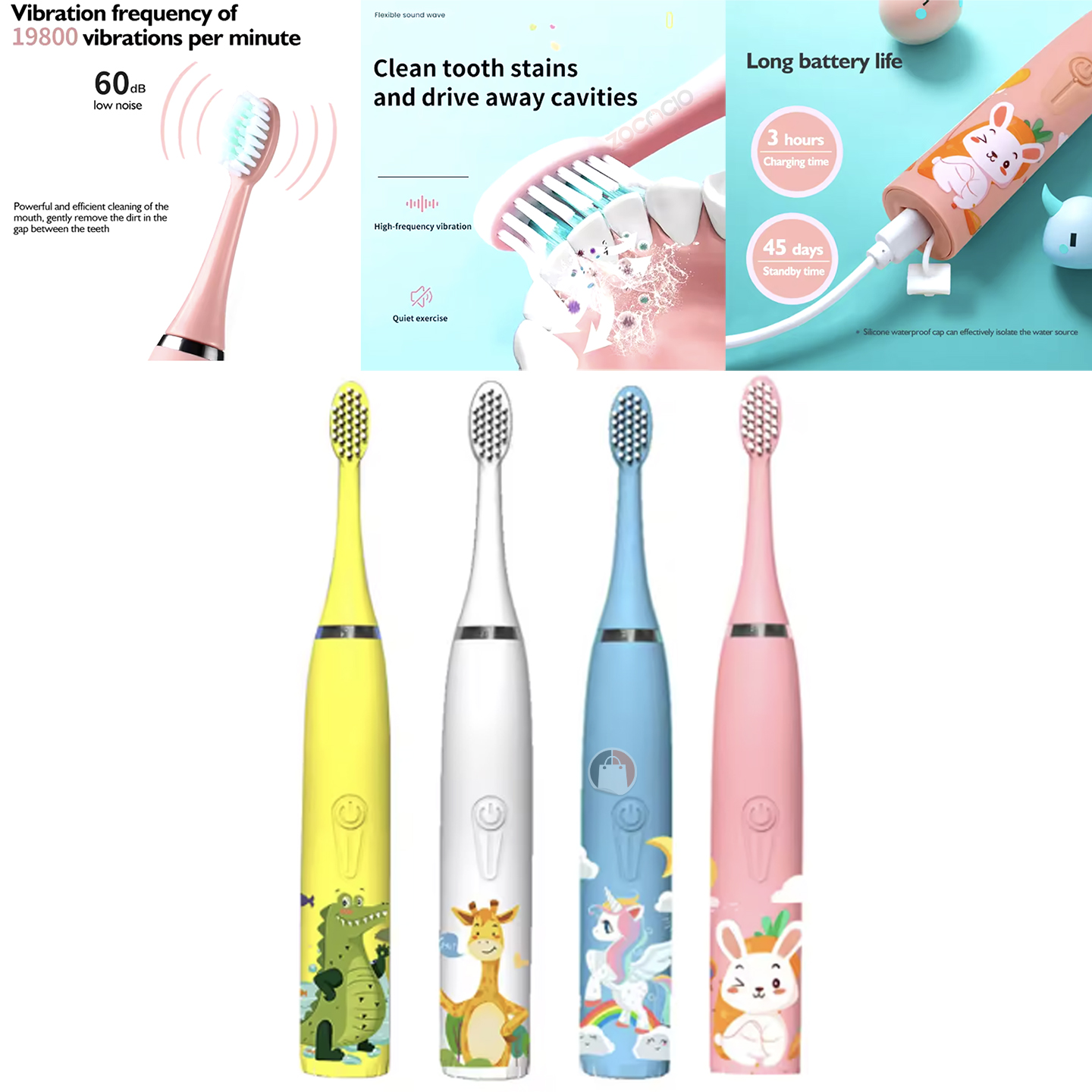 Vista 4 de Cepillo Dental Eléctrico Niños - COLOR: Blanco